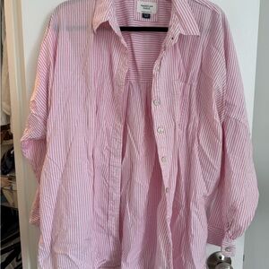 American Eagle Outfitters Pink Striped Button Down Shirt